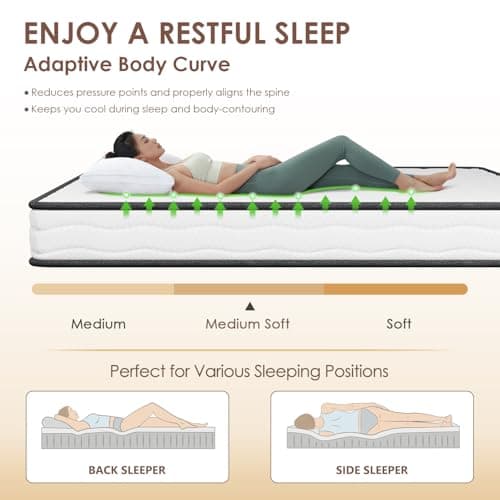 PayLessHere | 6 Inch Twin Mattress | Medium Firm Hybrid Mattress | White | with High-Density Foam and Breathable Cover | Pocket Spring Design, Pressure Relief | Bed in a Box, CertiPUR-US Certified 6