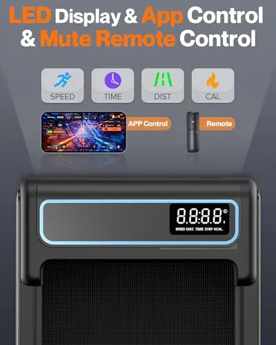 COZYINN 10% Incline Under Desk Walking Pad, 2.5HP Low Noise Treadmills for Home, 3 in 1 Portable Treadmill with Removable Handle for Small Space, Mute Control, Works with Kinomap, No Need Assemble 6