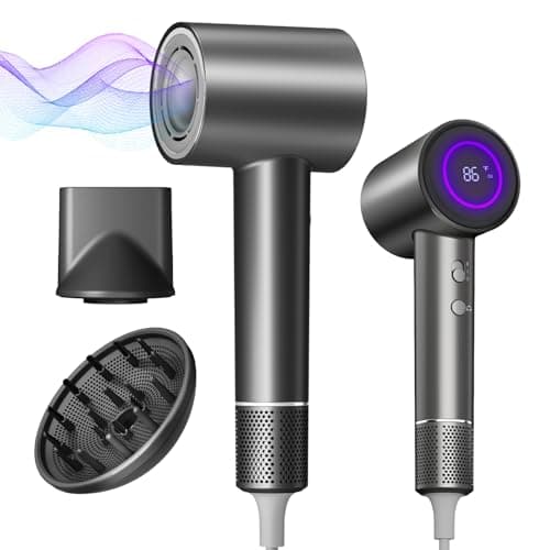 Kitcanis Ionic Hair Dryer with Diffuser - 160000RPM Portable Travel Blow Dryer 4 Heat & 2 High Speed Mode Profesional Hairdryer with Concentrator Nozzle for Home Women Men Secadora de Pelo para Mujer