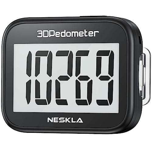 NESKLA 838 3D Pedometer for Walking, Simple Step Counter and Tracker with Large Digital Display, Removable Clip Lanyard, Accurately Track Steps for Men, Women, Kids, Adults, Seniors, Black