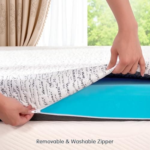 SyMax Memory Foam Mattress Topper, Gel Infused Foam Topper, Breathable Bed Topper with Cover, Pressure Relieving, CertiPUR-US Certified, 4 Inch(Grey Cover), Twin XL Size 7