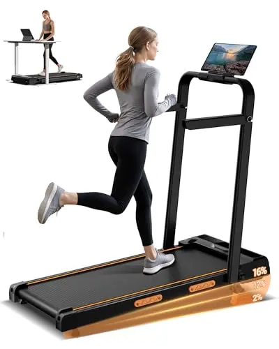 16% Incline Walking Pad Treadmills for Home Small, 4-in-1 Under Desk Treadmill with Handles, Foldable Treadmill with 2.5 HP Quiet Brushless, 330 LBS Capacity