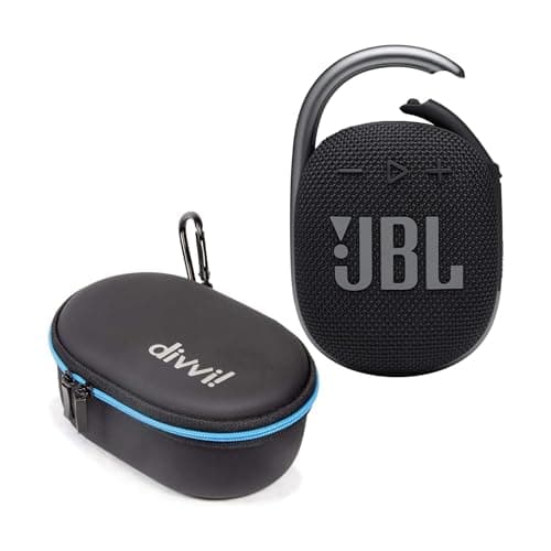 JBL Clip 4 Portable Bluetooth Speaker (Black) + Bundle with divvi! Protective Hardshell Case (Black)