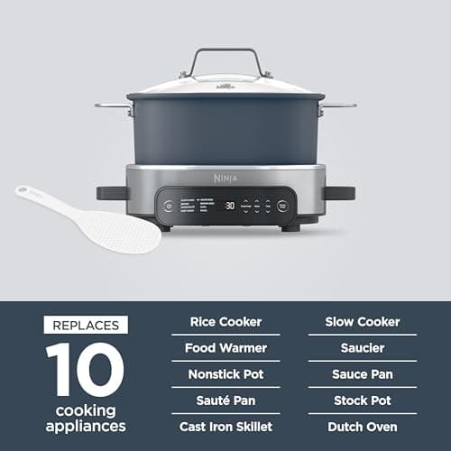 Ninja MC1101 Foodi Everyday Possible Cooker Pro, 8-in-1 Versatility, One-Pot Faster Cooking Replaces 10 Tools, Family-Sized Capacity with Adjustable Temp Control, 6.5 quarts, Midnight Blue 7