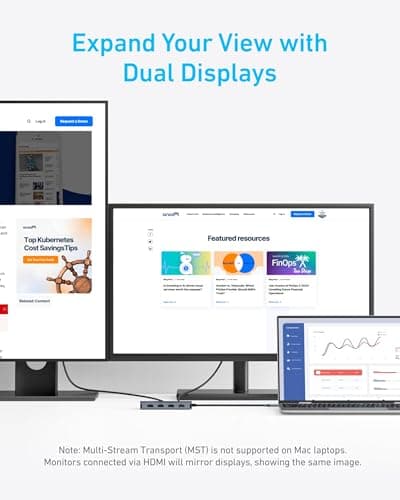 Anker 7-in-1 USB-C Hub, Dual Monitor USB C Docking Station, Dual HDMI Display, 85W Max Output, 10Gbps Data Transfers for Dell XPS, ThinkPad T14 Gen2 and More 7