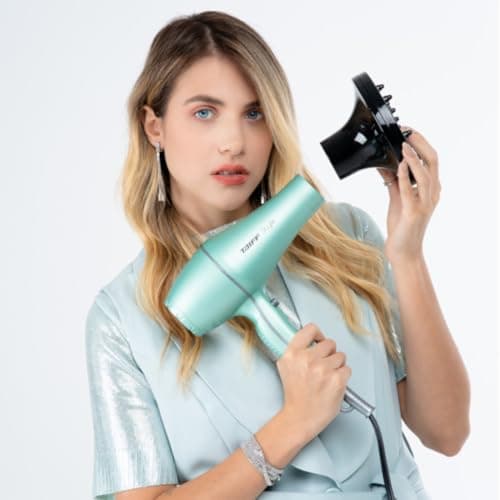 Taiff Style Hair Dryer Ionsense Silver, 125V, Fast Drying, Frizz-Reducing Ionic Ceramic, 1875W, Lightweight Blow Dryer with Diffuser for Curly Hair, Professional Performance - GREEN 5