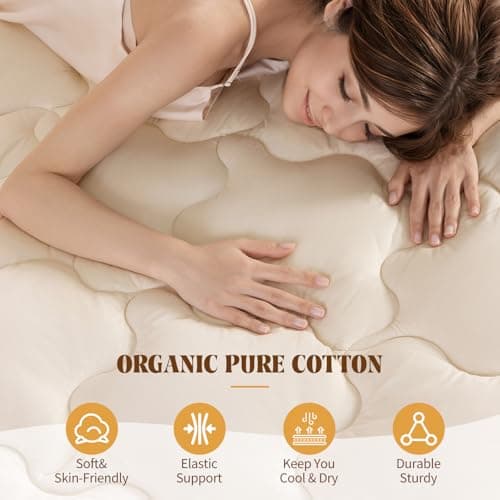 Baauye Organic Merino Wool Mattress Topper Queen-4 (60"x80" Cream) 3