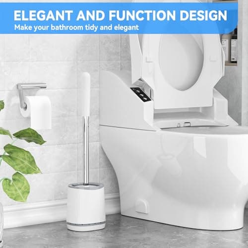 TRENTI Toilet Brush, Toilet Brush and Holder Set, Bristles Toilet Bowl Brush Head with Ventilated Holder, Wall Mounted Compact Toilet Brush Set for Bathroom Deep Cleaning (1, White) 6