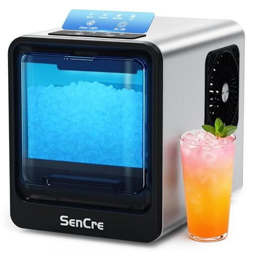 SenCre Nugget Ice Maker Countertop with Auto Water Refill, 42lbs/Day Stainless Steel Ice Machine with Pull-Out Drawer & One-Click Self-Cleaning, Portable Ice Makers for Home/Kitchen/Office