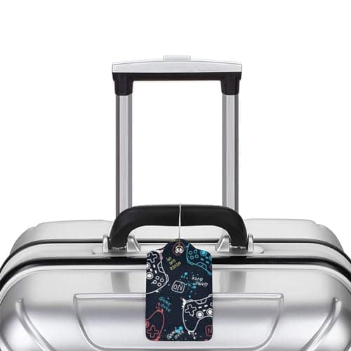 2 Pcs Gamer Luggage Tag for Suitcase, Cute Gamepad Player Tags Birthday Gifts for Men Women Kids Boy Girl Travel, Identifiers Privacy Cover ID Label with Steel Loop 5