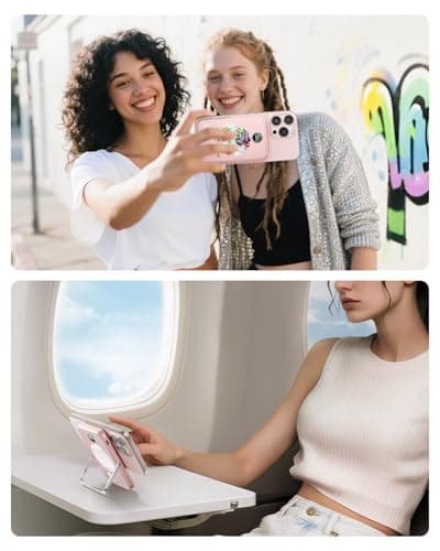 iWALK Magnetic Portable Charger 5,000mAh, Wireless Power Bank with Mirror & Foldable Stand, Ultra Slim Battery Pack with USB-C Cable, MagSafe Compatible for iPhone 17/16/16 Plus/16 Pro/15/14/13/12 7