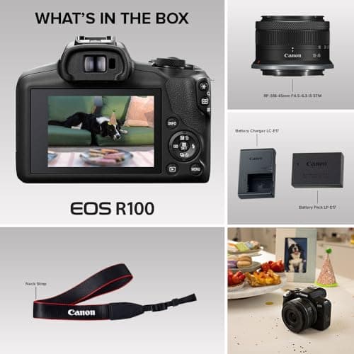 Canon EOS R100 Mirrorless Camera RF-S18-45mm F4.5-6.3 is STM Lens Kit, 24.1 Megapixel CMOS (APS-C) Sensor, 4K Video, RF Mount, Black 7