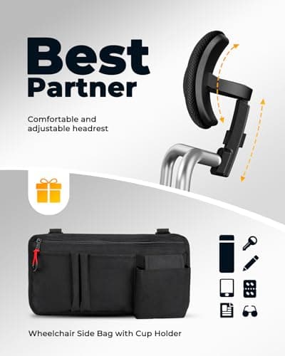 Electric Wheelchairs for Adults Lightweight Foldable, 15miles Range Wheelchair with Headrest, All Terrain Power Wheel Chair, Travel Folding Motorized Wheelchair for Seniors 7