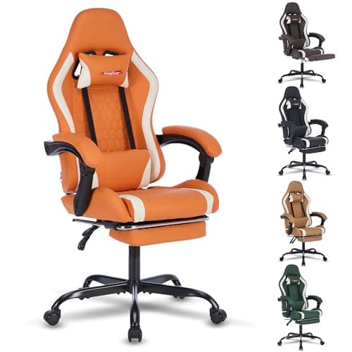 Gaming Chair,Gaming Chair for Adults,Reclining Office Chairs,Heavy Duty Video Game Chair Rolling,Ergonomic Computer Chair 300LBS(Orange)