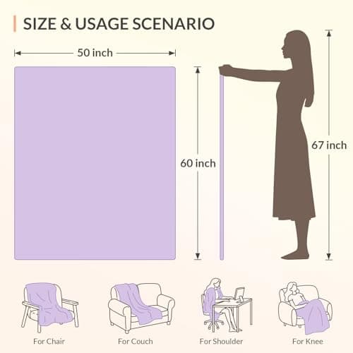 HOMLYNS LuxeHeat Heated Blanket Electric Blanket, Soft Flannel Sherpa Heated Throw, Heating Blanket with 5 Heat Settings, 3 hrs Timer Auto Shut Off (50x60 inches, Purple) 8