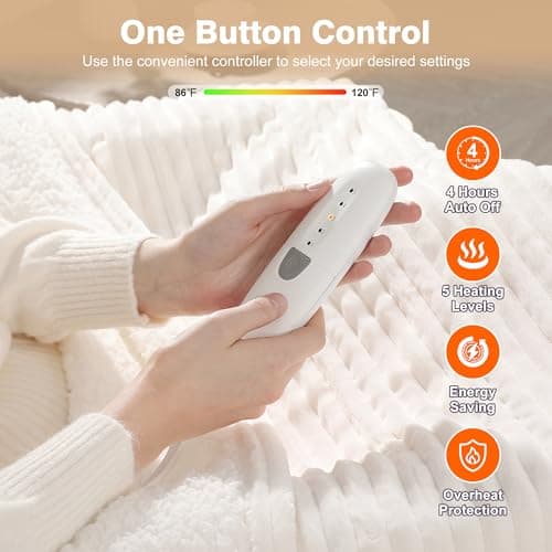 Zorvixia Electric Heated Blanket Thow 50''x60'' - Fast Heating Blanket Striped Pattern Flannel & Cuddly Sherpa Electric Blanket Throw with 5 Heat Settings & 4 Hour Auto Off, Great Gift to Elderly 2