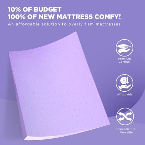 BedsPick Mattress Topper Twin XL Memory Foam, Gel Mattresses Pad Extra Long Twin for Back Pain Relief, 2 Inch College Dorm Bed Cushion for RV, Camp, Couch and Hospital, Purple 8