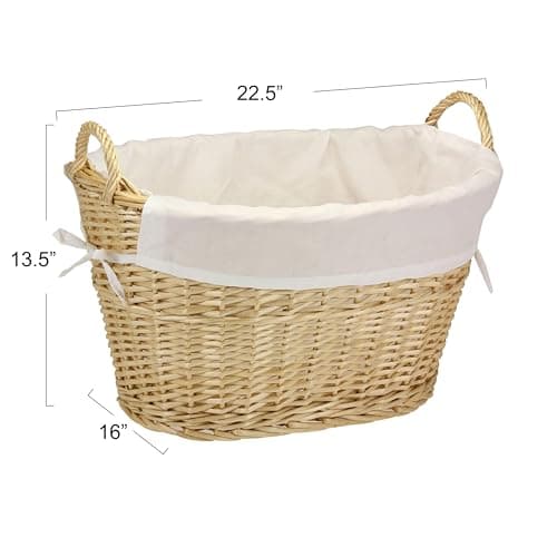 Household Essentials Wicker Laundry Basket with Handles, Handwoven Willow, Removable and Washable Liner, Great for Carrying Laundry or Storing Linens 3
