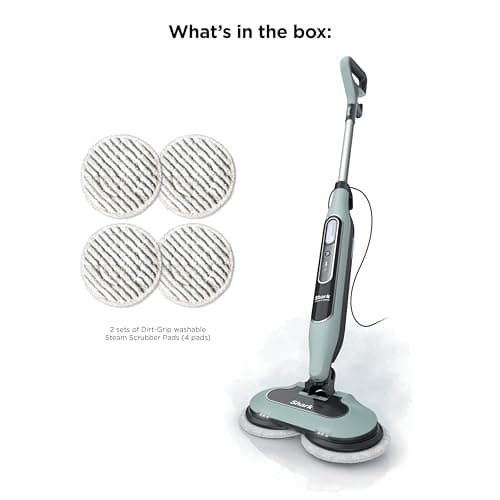 Shark Steam & Scrub Steam Mop, All-in-One Scrubbing and Sanitizing Hard Floor Cleaner, LED Headlights, 4 Dirt Grip Soft Scrub Pads Included, XL Water Tank, Swivel Steering, Hawaiian Grey, S8001 10