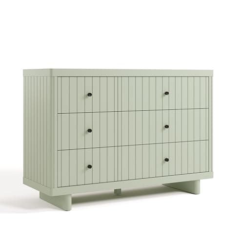 Storkcraft Kyoto 6 Drawer Dresser (Sage) - GREENGUARD Gold Certified, Nursery & Kids' Bedroom, Safety Interlocking Drawer System, & Easy Assembly with Pre-Installed Tracks