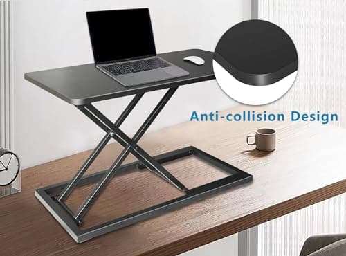 Aconcept Extra-Slim 24 x 14 inch Black Lift Standing Desk Converter, Manual Adjustable Height Sit Stand up Desk Riser, Compact for Monitor or Laptop Workstation 7