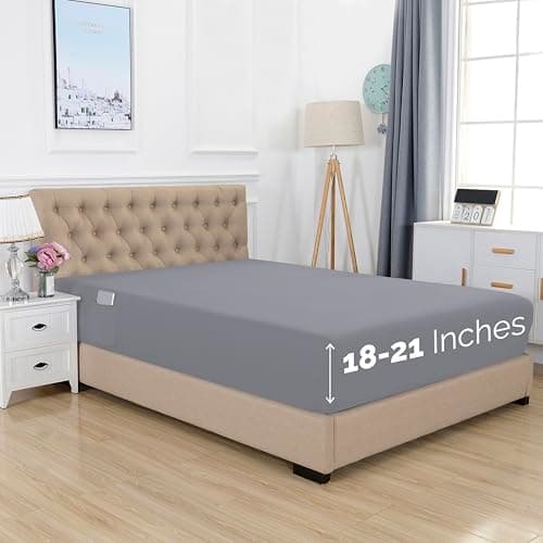 Elegant Comfort 1500 Premium Hotel Quality 18-21 Inches Deep - Extra Deep Pocket Single Fitted Sheet for High Mattress, Luxury and Softest, Smart Pocket - Wrinkle Free, Full, Gray