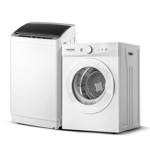 ROVSUN 1.8CuFt Portable Clothes Dryer and 17.8LBS Full-Automatic Washing Machine Set, Compact Laundry Washer and Dryer Combo Set with Stainless Steel Inner Tub, for Apartment, Dorms, Home