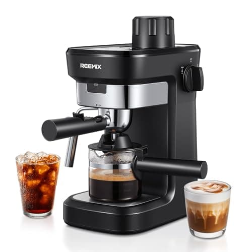 Reemix Espresso Machine 6 Bar, Rich Crema Coffee Maker, Auto Pressure Relief, Compact Home Coffee Brewer​​ Machine, Black