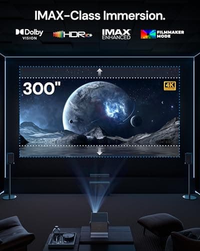 Valerion VisionMaster Pro 4K Laser Projector — 240Hz/4ms Gaming, 300" IMAX Enhanced Theater with EBL, 3D&Dolby Vision, 2× Faster Multitasking, AI Smart OS, 2500 ISO Lumens, 0.9–1.5x Optical Zoom 7