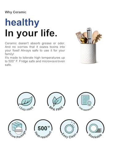 LE TAUCI Utensil Holder for Kitchen Counter - 7.1" Large Ceramic Kitchen Utensil Holder, Embossed Cooking Utensil Crock for Spatula, Spoon - Farmhouse Kitchen Decor & Organizer, White, Clover 8