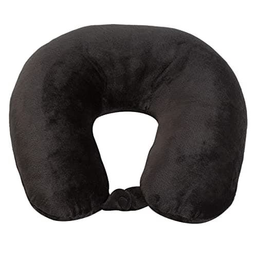Wolf Essentials Adult Cozy Soft Microfiber Neck Pillow for Travel – Compact, Machine Washable - Perfect for Airplane, Car, or Home Use - Filled and Finished in The USA – Black