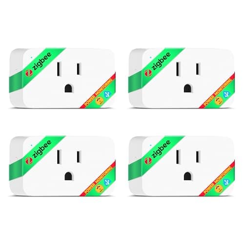 𝗭𝗶𝗴𝗕𝗲𝗲 Smart Plug, Energy Monitoring, 𝗭𝗶𝗴𝗯𝗲𝗲 𝗛𝘂𝗯 Required, ETL Certified, Compatible with Alexa, Google Home, Home Assistant, SmartThings, Remote App Control, Smart Outlet, 4 Pack