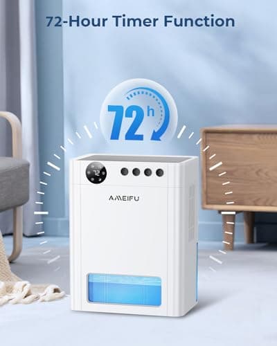 Dehumidifier, AMEIFU 1100 Sq. Ft Dehumidifier for Basement with 135 OZ Water Tank, Quiet Dehumidifier for Bathroom Bedroom Home Room RV Closet with Auto Shut Off 7 Colors LED Light 7