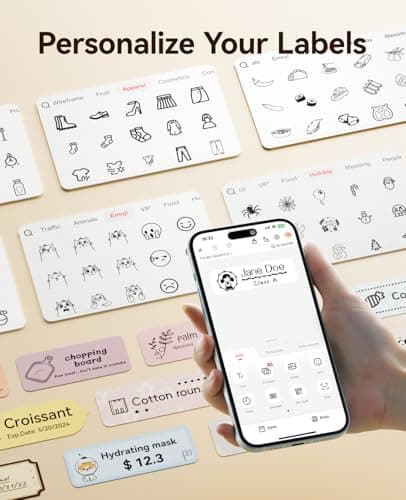 NIIMBOT Label Maker Machine Bluetooth Label Printer for School Home Office Organization, Wireless Mini Labeler D110 Upgraded Version, Label Machine with 1 Label Tape, White 6