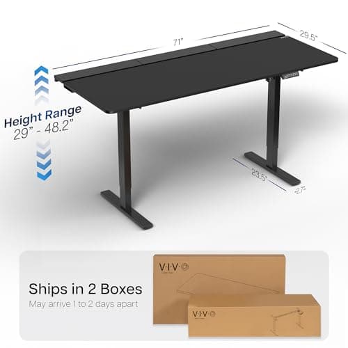 VIVO Electric 71 x 30 in Standing Adjustable Gaming Desk with Hidden Cable Trays, Full-Size Mouse Pad, Holds 220 lbs, Black Top Black Frame, DESK-KIT-1B6-P3B-71 3