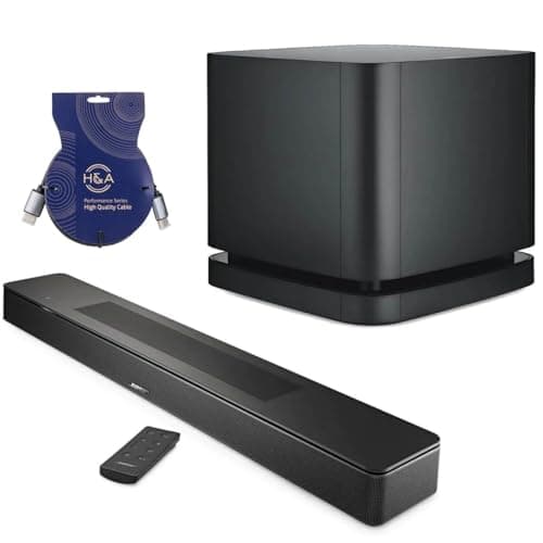 Bose Smart Soundbar 600, Black - Bundle with Bass Module 500 + 10' HDMI Cable