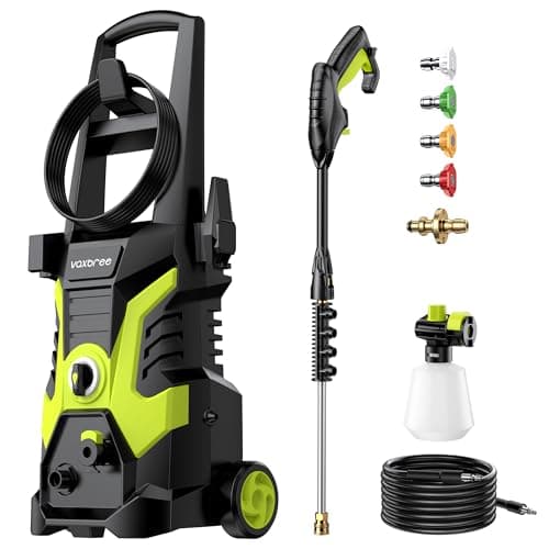 Electric Pressure Washer, 2500 PSI 1.76 GPM Power Washer with 4 Connect Nozzles, Foam Cannon, High-Pressure Cleaning Machine with Pro-Style Steel Wand for Cars, Floors, Driveways, and Patios (Green)
