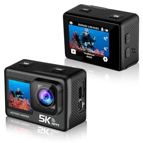Sixmou SU7 4K 60fps Action Camera with Dual Screen,Remote Control,Image Stabilization, Outdoor Sports Underwater Video Camera for Diving,Skiing,Motorcycle and Bike Helmet Camera