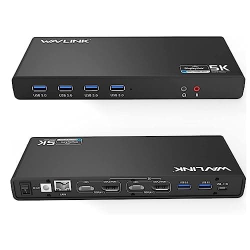 WAVLINK Pro Dual 4K@60Hz Universal Docking Station | USB 3.0/USB-C Laptop Dock for Mac & Windows | 2 HDMI/DP Monitors, Gigabit Ethernet, 6 USB 3.0 | Home Office & Multi-Screen Productivity.