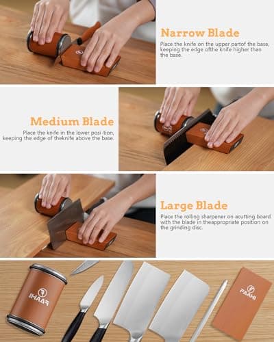 Rolling Knife Sharpener Tool, kitchen knife sharpener, Knife Sharpening with Diamonds Suitable for Kinds of Kitchen Knives, Offering 15°& 20° Magnetic Angles 5