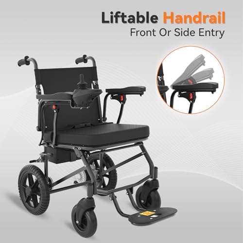 Lightweight Electric Wheelchair for Adults,Motorized Wheelchair Power Portable Wheelchair,500W Motor Airline Approved Black 6