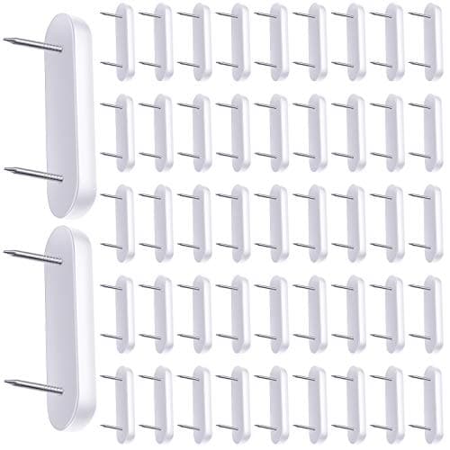 Jetec Plastic Head Double Pins Bed Skirt Holding Pins White Furniture Chair Leg Brooch Glide Nails Holding Brooch for Slipcovers and Bedskirts(60 Pieces)