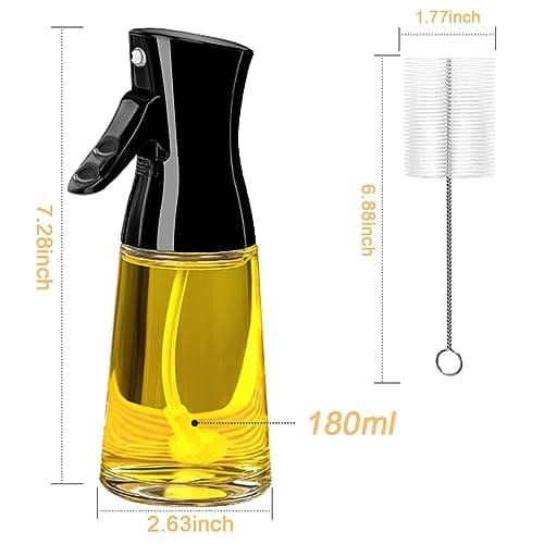 180ml Glass Olive Oil Sprayer with Brush for Cooking - Thick Glass, Strong Spray Force 5