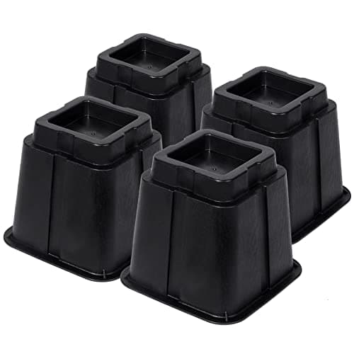 Hiflora 5 Inch Adjustable Bed Risers, Heavy Duty Furniture Risers Square Dorm Lifts for Couch Table Desk Sofa Chair Stackable/Anti-Skid/Wear-Resistant/Adjustable Bed Riser,4 Pack