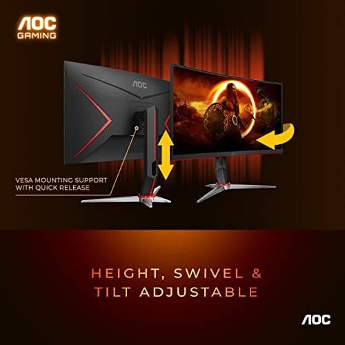 AOC C32G2 32" Curved Frameless Gaming Monitor FHD, 1500R VA, 1ms, 165Hz, FreeSync, Height adjustable, 3-Year Zero Dead Pixel Policy, Black 6