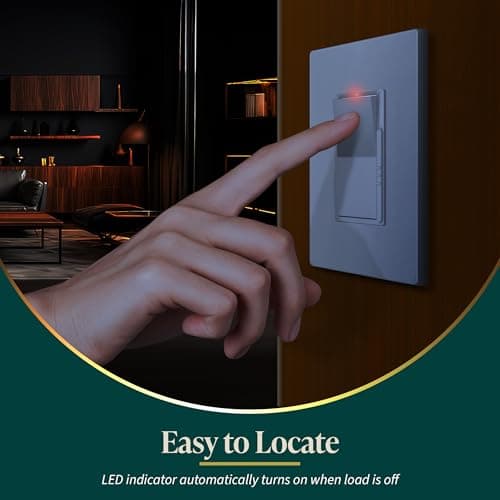 TOPGREENER Dimmer Light Switch, LED Dimmer Switches for 300W Dimmable LED/CFL Lights and 600W Incandescent/Halogen,Full Range Dimming, Single Pole/3-Way, Wall Plate Included, UL Listed, 6 Pack,White 7