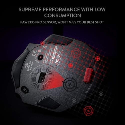 Redragon M686 Wireless Gaming Mouse, 16000 DPI Wired/Wireless Gamer Mouse with Professional Sensor, 45-Hour Reliable Power Capacity, Customizable Macro and RGB Backlight for PC/Mac/Laptop 5