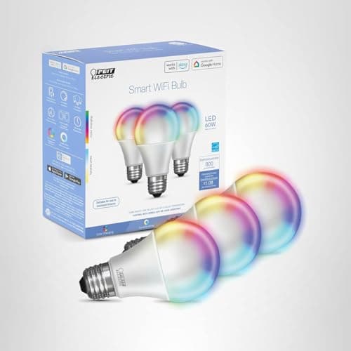 Feit Electric OM60/RGBW/CA/AG/3 60 Watt Equivalent WiFi Color Changing and Tunable White, Dimmable, No Hub Required, Alexa or Google Assistant A19 LED Smart Light Bulb, 3-Pack, Rgbw Multicolor, 60W 12