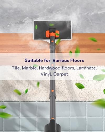 HelpX Steam Mop Cleaner with Detachable Handheld Steamer, 20 in 1 Wired Steam Cleaner with Multiple Accessories, Detachable Water Tank, Microfiber Pads for Floor Tiles Carpet and Grout Cleaning (Grey) 6