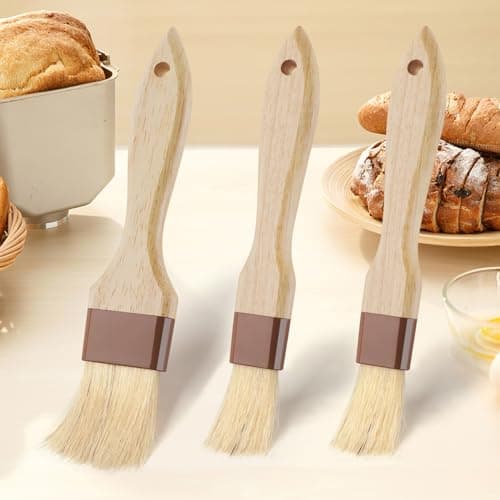 3 Pcs Pastry Brush, Natural Bristle Basting Brush, Cooking Brush, Food Brush, Butter Brush, Baster Brush, BBQ Brushes for Sauce, Kitchen Baking Brushes for Oil, Grilling, Marinade 8